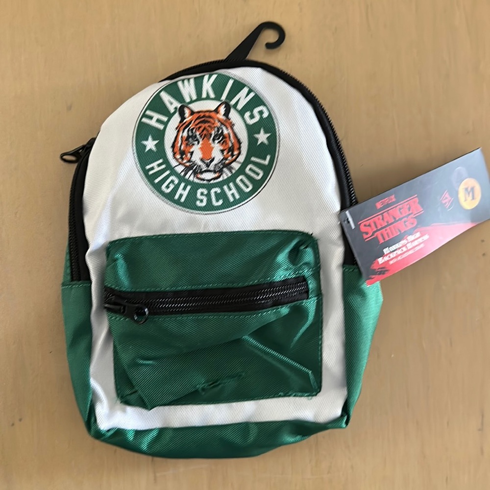NWT Stranger Things Hawkins High Backpack with Poop Bag Dispenser Pocket Harness